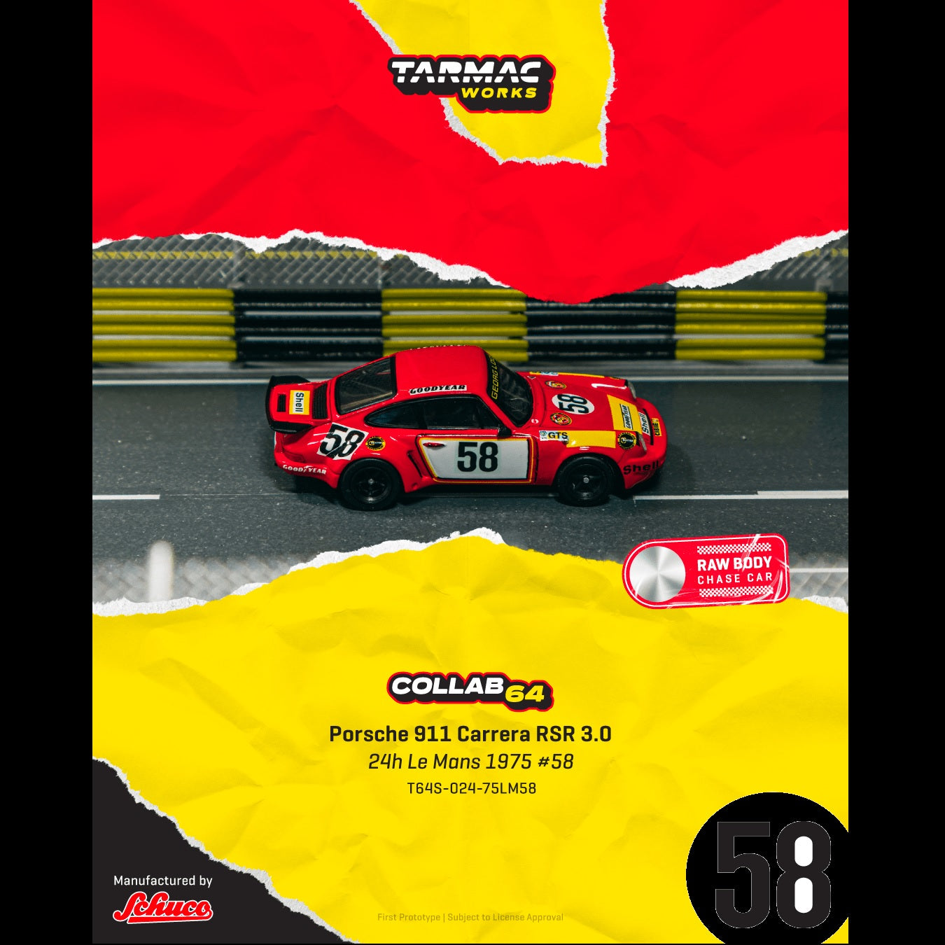 PREORDER TARMAC WORKS COLLAB64 1/64 Porsche 911 Carrera RSR 3.0 24h Le Mans 1975 #58 T64S-024-75LM58 (Approx. Release Date :  APR 2026 subject to manufacturer's final decision)