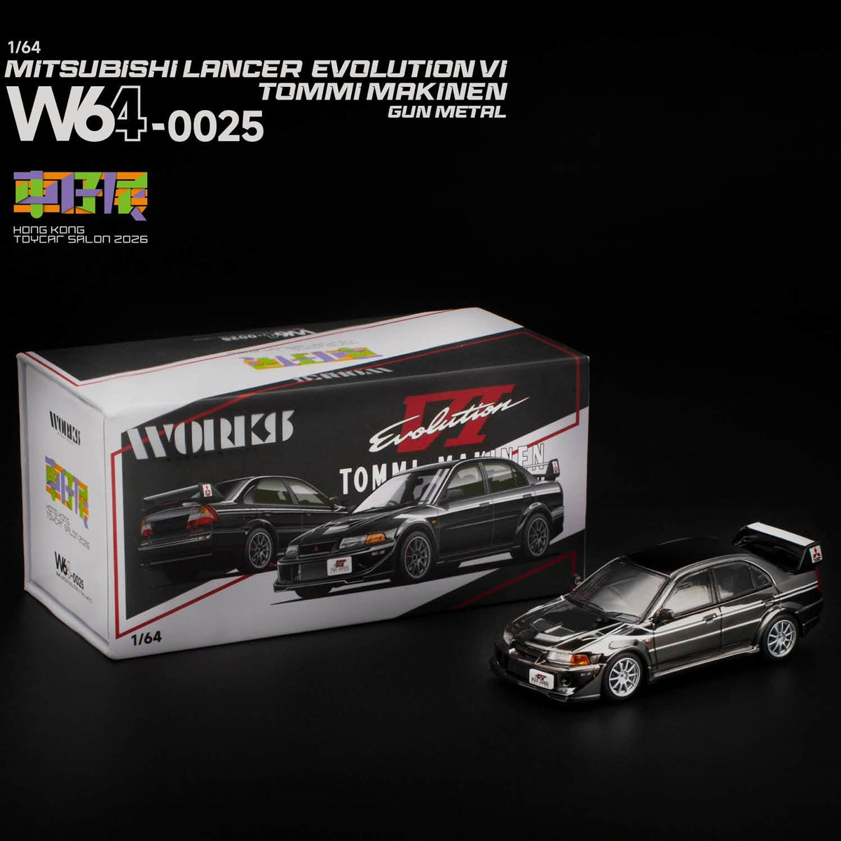 WORKS 1/64 Lancer Evolution VI Hong Kong Toy Car Salon Gun Metal W640025