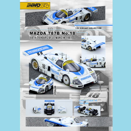 PREORDER INNO64 1/64 MAZDA 787B No.18 59th 24 Hours Le Mans 1991 IN64-787B-18LM91 (Approx. Release Date : Q2 2026 subject to the manufacturer's final decision)