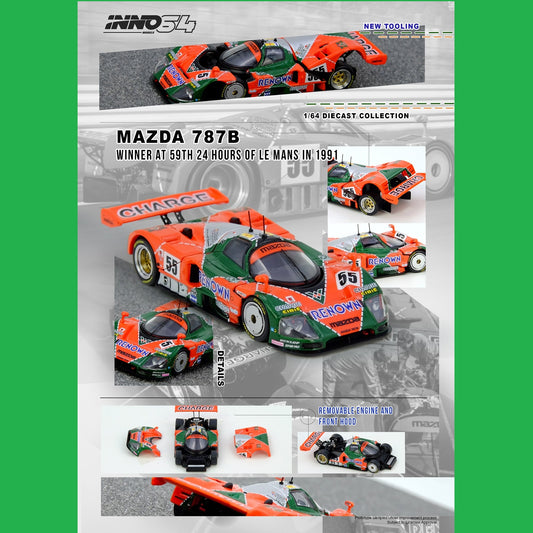 PREORDER INNO64 1/64 MAZDA 787B Winner At 24 Hours Le Mans 1991 (Approx. Release Date : Q2 2026 subject to the manufacturer's final decision)