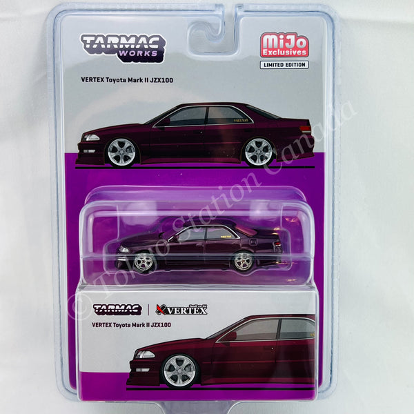 TARMAC WORKS GLOBAL64 1/64 VERTEX Toyota Mark II JZX100 Purple Metallic MIJO Exclusives T64G-024-PU