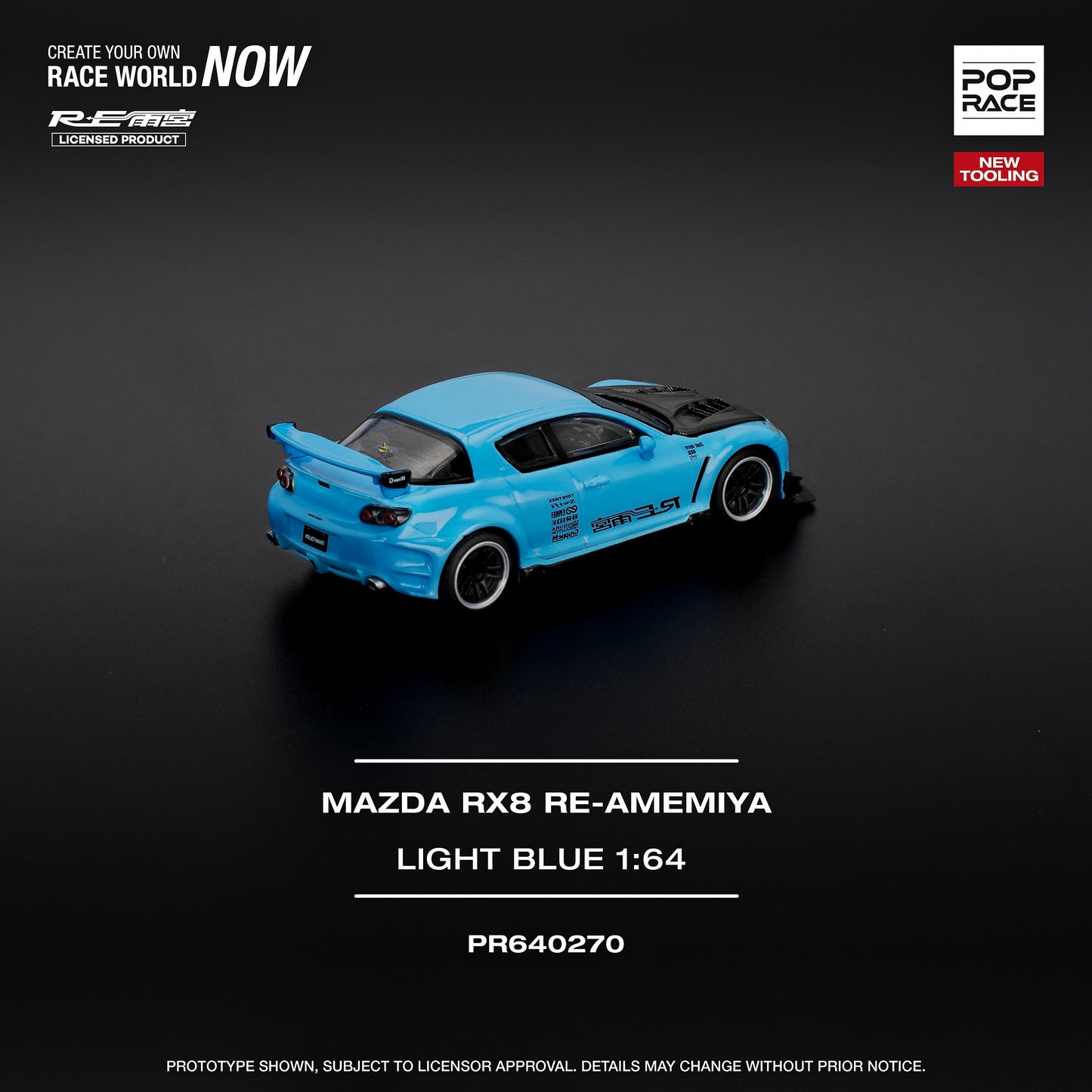 POPRACE 1/64 MAZDA RX-8 RE-AMEMIYA - LIGHT BLUE PR640270