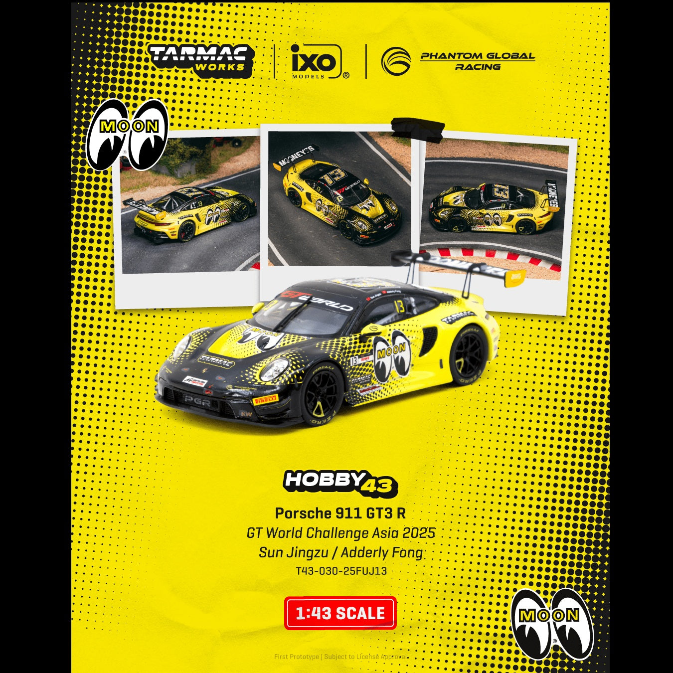 PREORDER TARMAC WORKS HOBBY43 1/43 Porsche 911 GT3 R GT World Challenge Asia 2025 Phantom Global Racing Sun Jingzu / Adderly Fong T43-030-25FUJ13 (Approx. Release Date :  MAY 2026 subject to manufacturer's final decision)