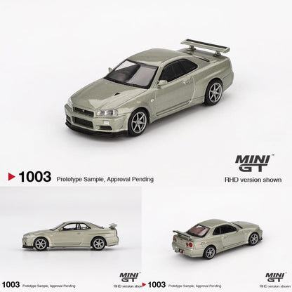 MINI GT 1/64 Nissan Skyline GT-R (R34)  V-Spec II Nür Millenium Jade MGT01003-BL