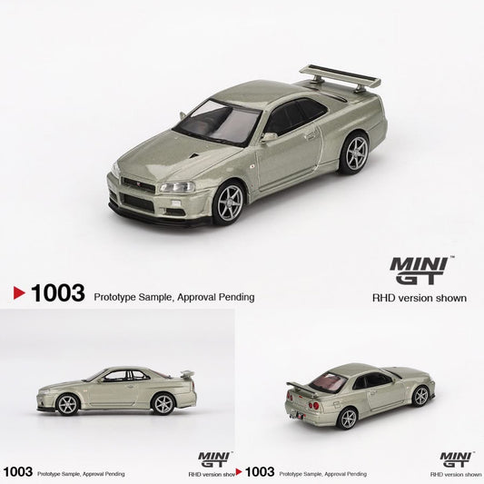 MINI GT 1/64 Nissan Skyline GT-R (R34)  V-Spec II Nür Millenium Jade MGT01003-BL