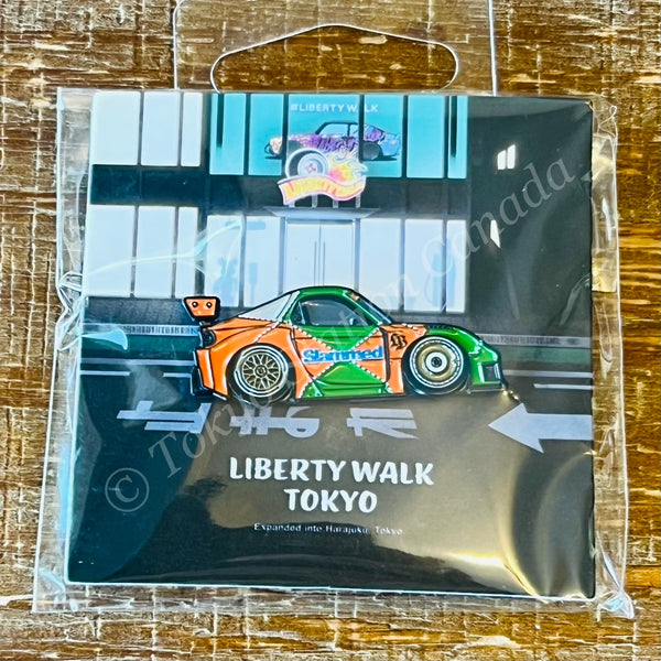 LIBERTY WALK JAPAN x Leen Customs Pin Badge - LB Super Silhouette FD3S RX-7 GREEN/ORANGE CB6-FDOR