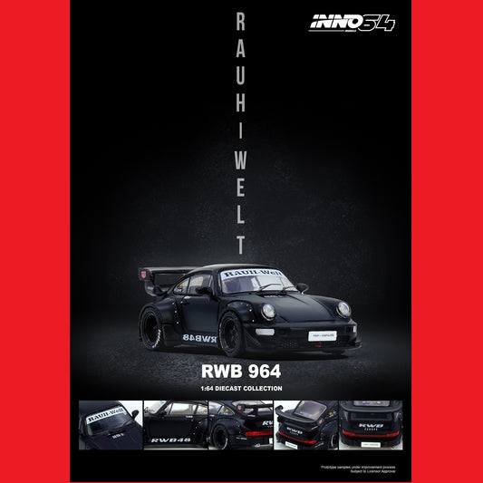 INNO64 1/64 RWB 964 Black Matt IN64-RWB964-BM