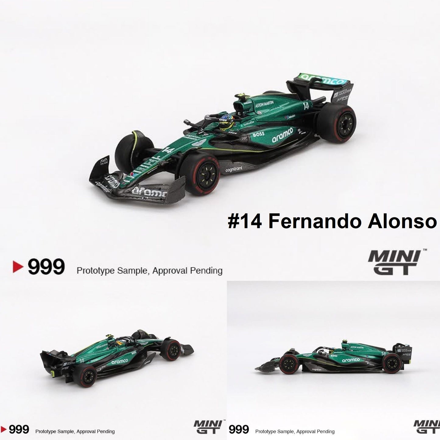 MINI GT 1/64 Aston Martin AMR24 #14 Fernando Alonso 2024 F1 2024 Bahrain GP MGT00999-BL
