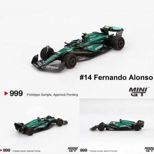 MINI GT 1/64 Aston Martin AMR24 #14 Fernando Alonso 2024 F1 2024 Bahrain GP MGT00999-BL