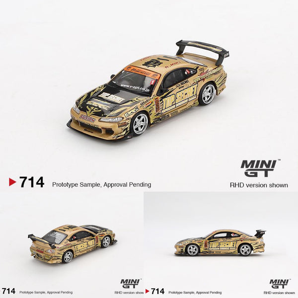 PREORDER MINI GT 1/64 Nissan Silvia (S15) Top Secret D1GP MGT00714-BL Blister Pack (Approx. Release Date : Q2 2025 subject to manufacturer's final decision)