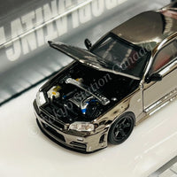 MOTORHELIX 64SENIOR 1/64 Customized Nissan Skyline GT-R R34 NISMO Electroplating Gun Grey HEC 2025 Exclusive Model M63415