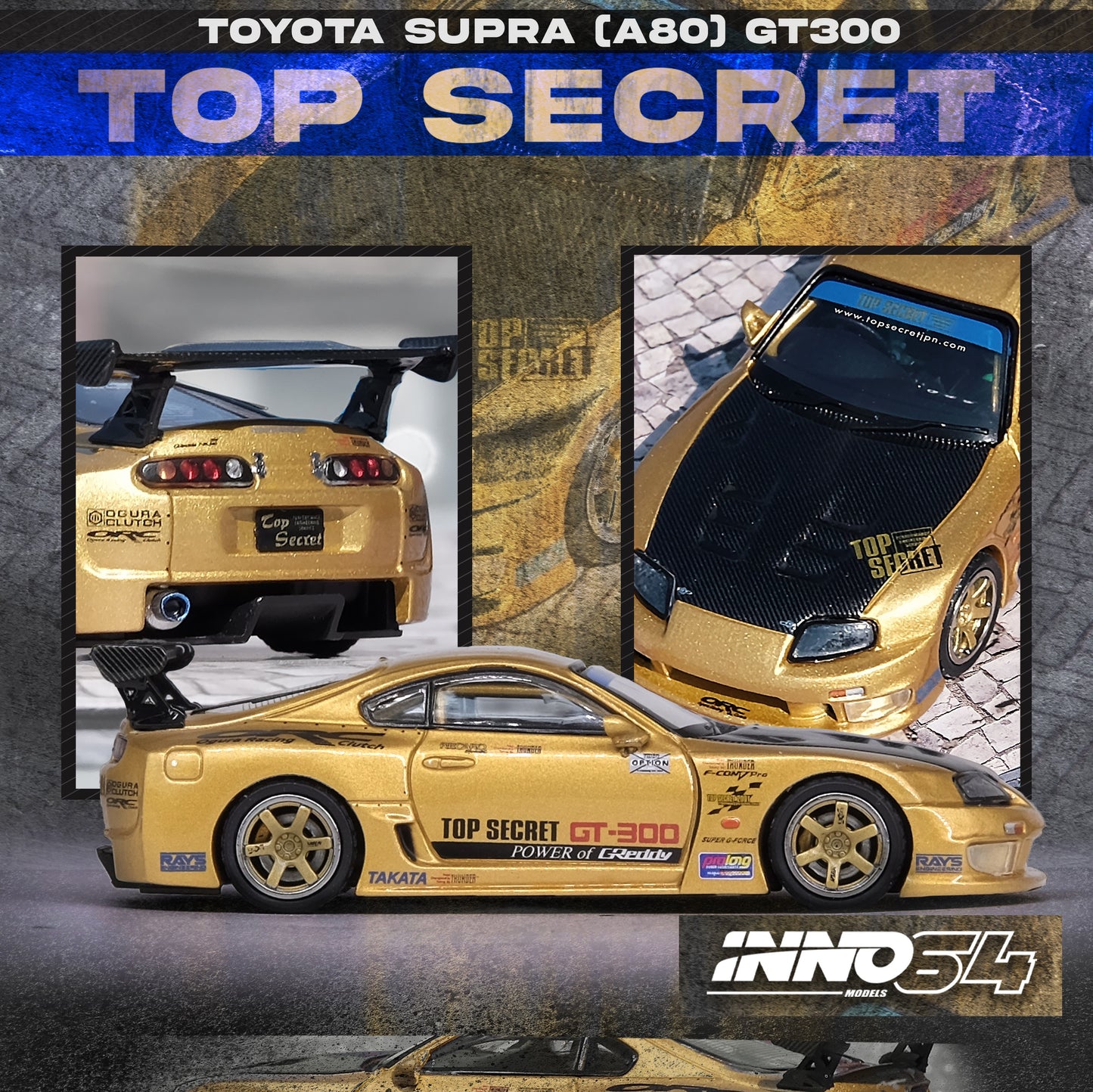 INNO64 1/64 TOYOTA SUPRA (A80) TOP SECRET GT300 IN64-A80TS-GOLD