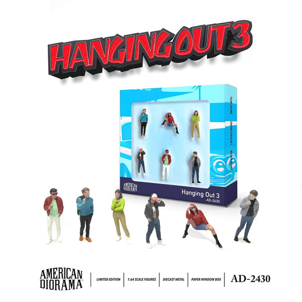 PREORDER AMERICAN DIORAMA 1/64 Figure set - Hanging Out 3 (Paper Box) AD-2430 (Approx. Release Date : Q4 2025 subject to manufacturer's final decision)