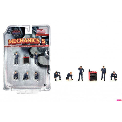 AMERICAN DIORAMA 1:64 Limited Edition Die Cast Figure Set - Mechanics 5 AD-2435MJ (Blister Pack)