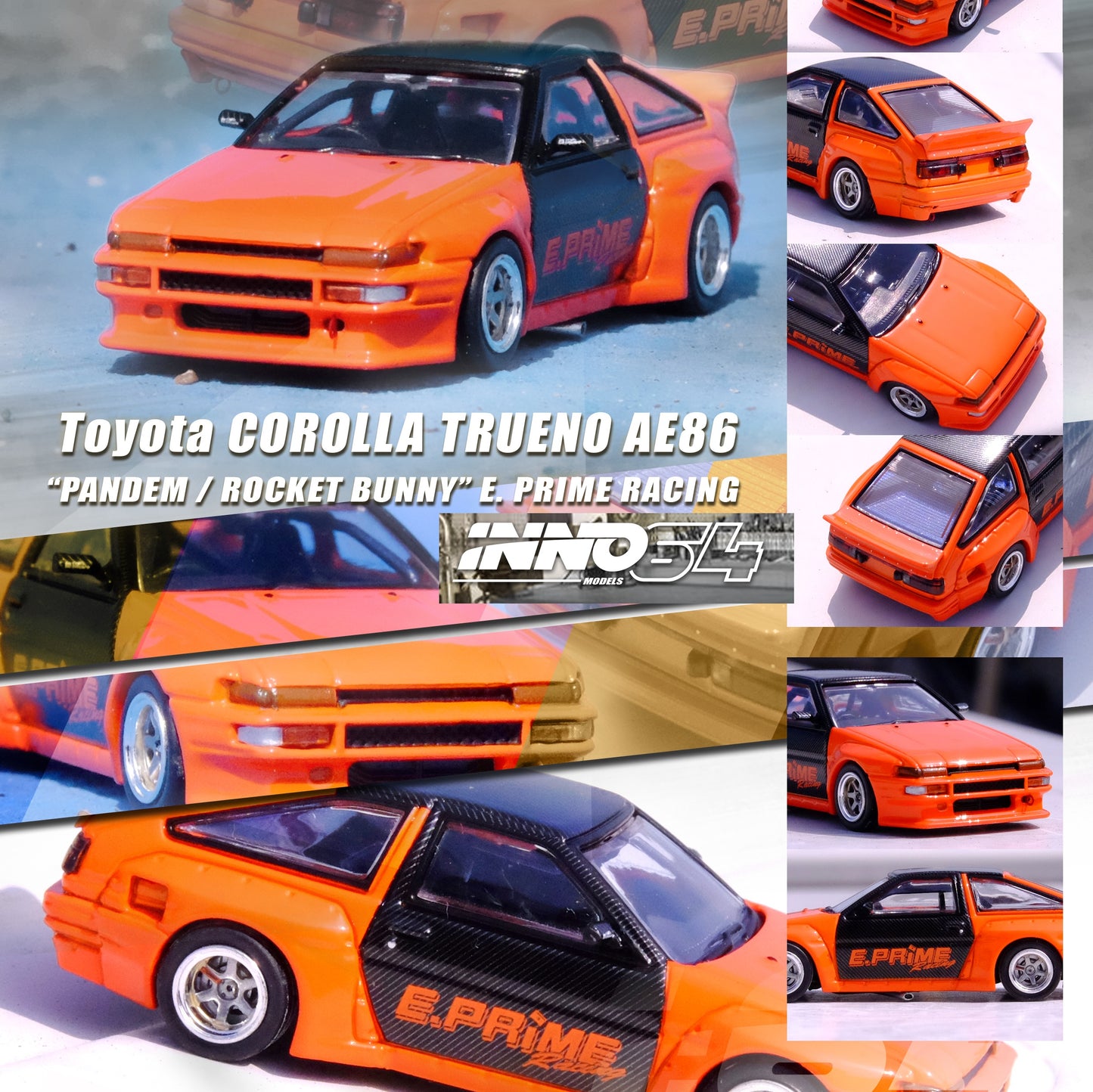 INNO64 1/64 TOYOTA COROLLA TRUENO AE86 "PANDEM / ROCKET BUNNY" E. PRIME RACING IN64-AE86P-EPR