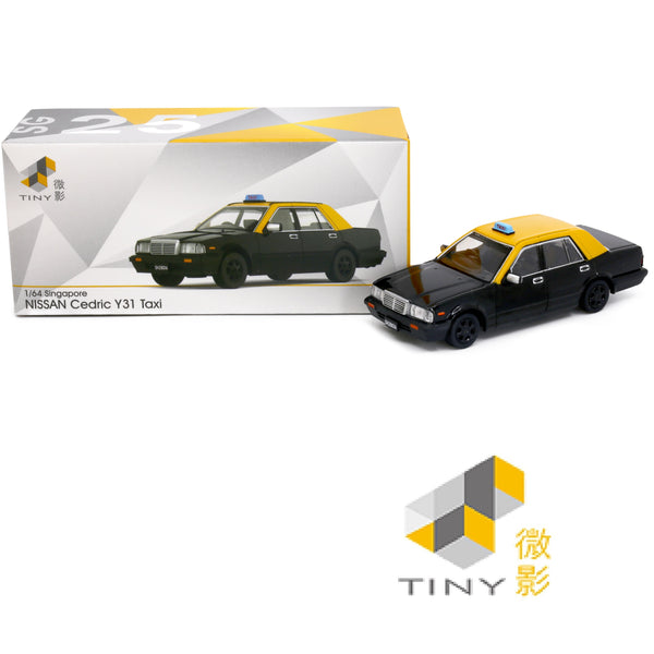 PREORDER TINY 微影 1/64 Tiny City SG25 Nissan Cedric Y31 Taxi (Black & Yellow) ATCSG64053 (Approx. Release Date : Q2 2025 subject to the manufacturer's final decision)