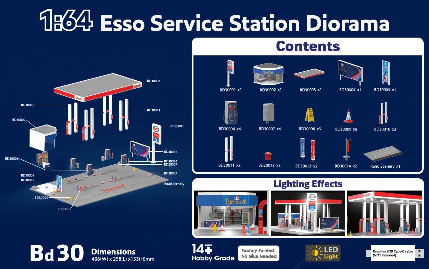 Tiny City 1/64 ESSO Petrol Diorama Bd30 (ATS64047)