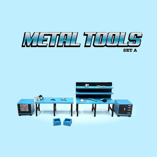 American Diorama 1:64 Metal Tools Set A Blue AD-2449MJ