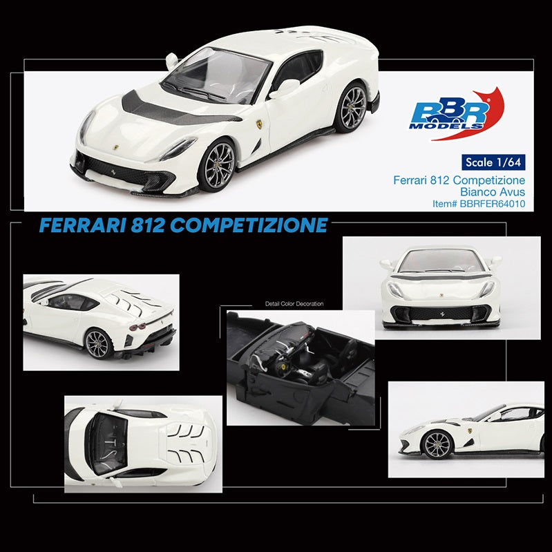 PREORDER BBR 1/64 Ferrari 812 Competizone Bianco Avus – White BBRFER64010 (Approx. Release Date : Q4 2025 subject to manufacturer's final decision)