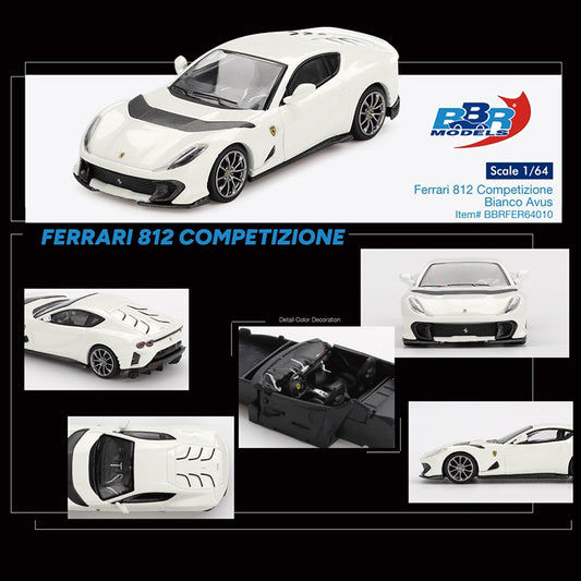PREORDER BBR 1/64 Ferrari 812 Competizone Bianco Avus – White BBRFER64010 (Approx. Release Date : Q4 2025 subject to manufacturer's final decision)