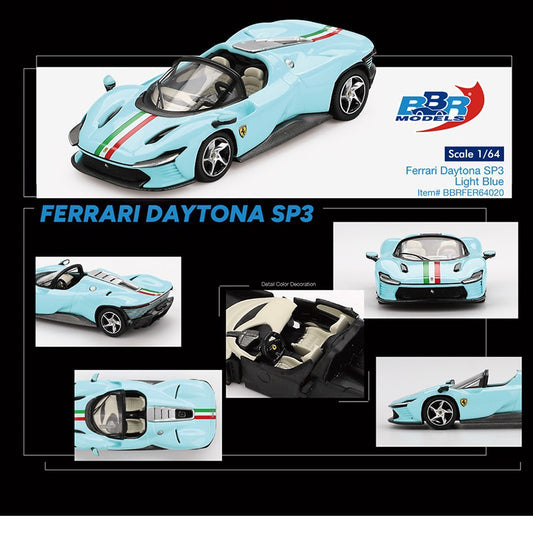 PREORDER BBR 1/64 Ferrari Daytona SP3 – Light Blue – Limited Edition BBRFER64020 (Approx. Release Date : Q4 2025 subject to manufacturer's final decision)