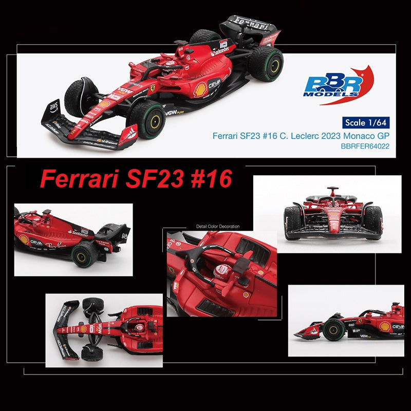 PREORDER BBR 1/64 Ferrari F1 SF23 #16 C. Leclerc 2023 Monaco GP BBRFER64022 (Approx. Release Date : Q4 2025 subject to manufacturer's final decision)