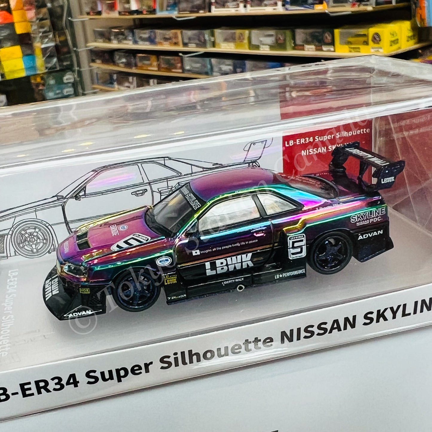 CM MODEL 1/64 Nissan LBWK ER34 Super Silhouette Chrome Color CM64-ER34-12
