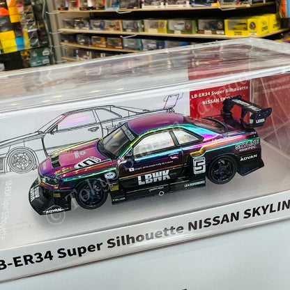 CM MODEL 1/64 Nissan LBWK ER34 Super Silhouette Chrome Color CM64-ER34-12