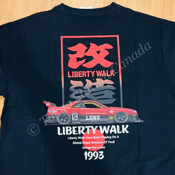 LIBERTY WALK JAPAN KAIZOU BOX LOGO R34 Silhouette TEE BLACK T290-BKXL