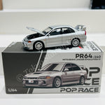 POPRACE 1/64 MITSUBISHI LANCER EVOLUTION IV - STEEL SILVER PR640140