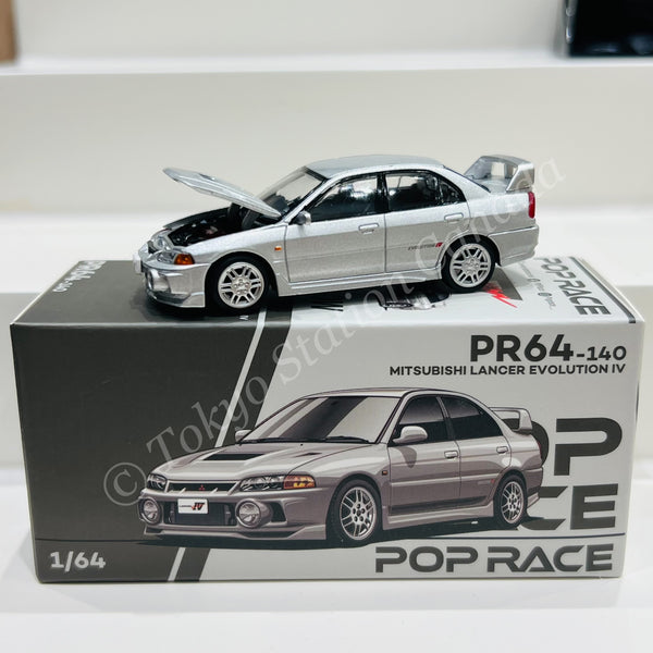 POPRACE 1/64 MITSUBISHI LANCER EVOLUTION IV - STEEL SILVER PR640140