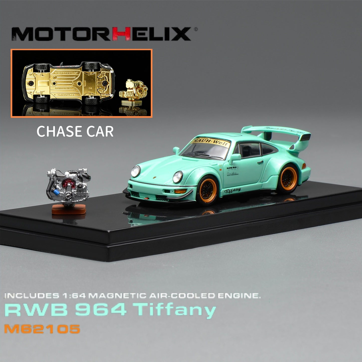 PREORDER MOTORHELIX 1/64 RWB 964 Tiffany with magnetic air-cooled engine M62105 *CHASE CARS ARE RANDOMLY PACKED* (Approx. Release Date: Q4 2026 and subject to the manufacturer's final decision)
