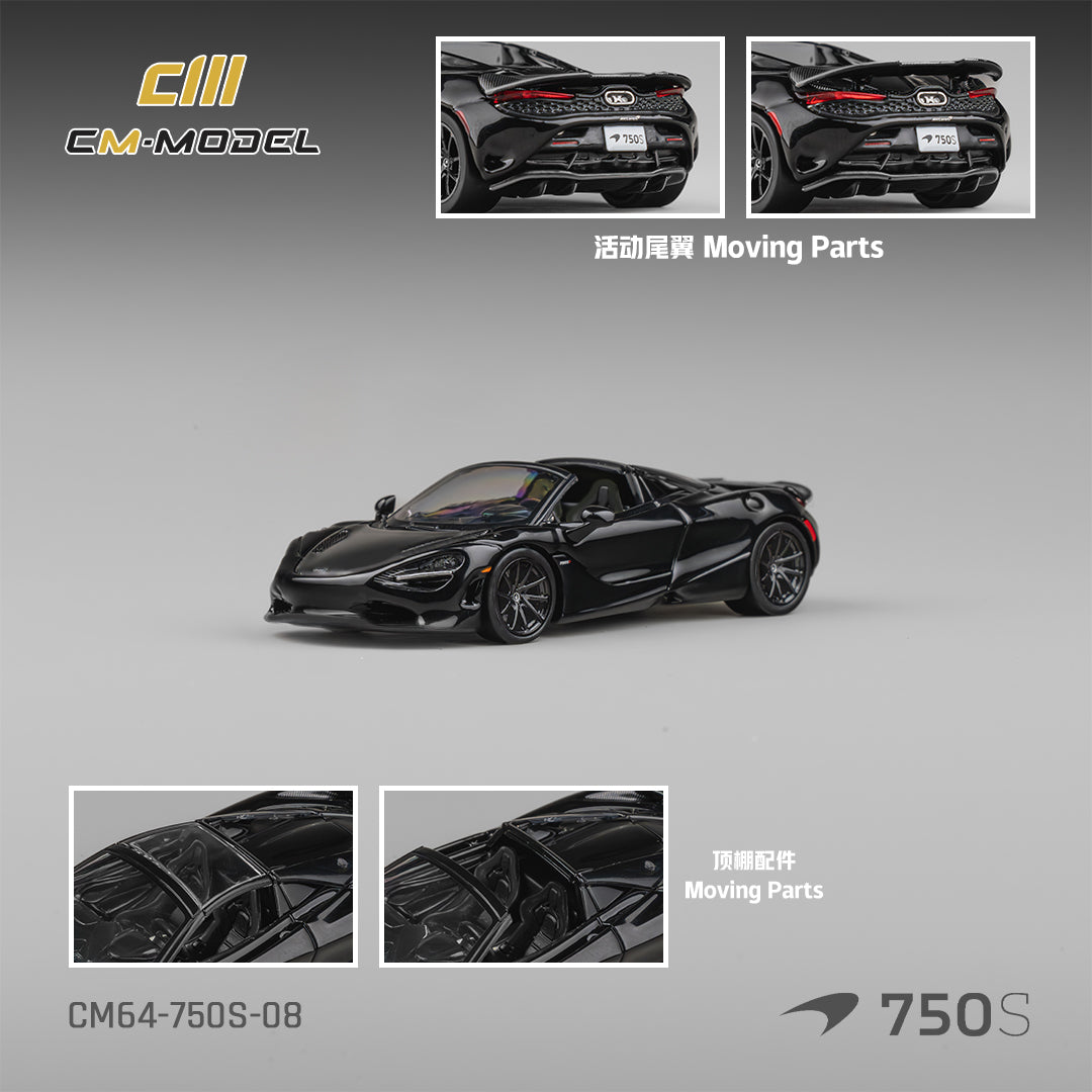 PREORDER CM MODEL 1/64 McLaren 750S Spider Onyx Black CM64-750S-08  (Approx. Release Date : Q4 2026 subject to manufacturer's final decision)