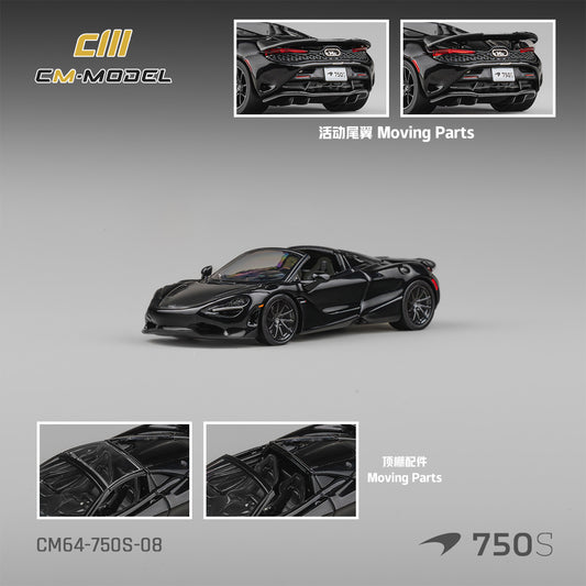 PREORDER CM MODEL 1/64 McLaren 750S Spider Onyx Black CM64-750S-08  (Approx. Release Date : Q4 2026 subject to manufacturer's final decision)