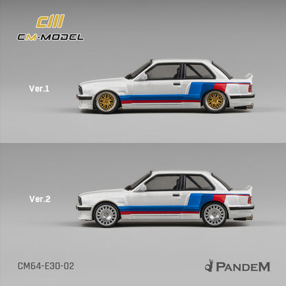 PREORDER CM MODEL 1/64 Pandem M3 E30 Alpine White with M Tri-Stripes CM64-E30-02 (Approx. Release Date : Q3 2026 subject to manufacturer's final decision)