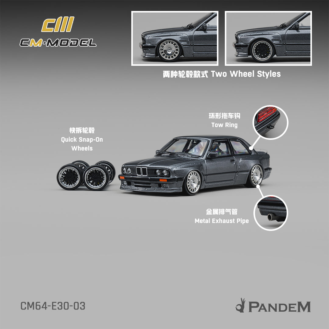 PREORDER CM MODEL 1/64 Pandem M3 E30 Metallic gunmetal gray CM64-E30-03 (Approx. Release Date : Q4 2026 subject to manufacturer's final decision)