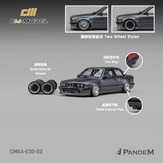 PREORDER CM MODEL 1/64 Pandem M3 E30 Metallic gunmetal gray CM64-E30-03 (Approx. Release Date : Q4 2026 subject to manufacturer's final decision)