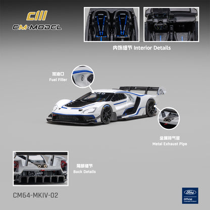 PREORDER CM MODEL 1/64 Ford GT Mk IV Frozen White & Sonic Blue Pearl J-1 CM64-MKIV-02 (Approx. Release Date : Q4 2026 subject to manufacturer's final decision)