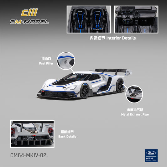 PREORDER CM MODEL 1/64 Ford GT Mk IV Frozen White & Sonic Blue Pearl J-1 CM64-MKIV-02 (Approx. Release Date : Q4 2026 subject to manufacturer's final decision)