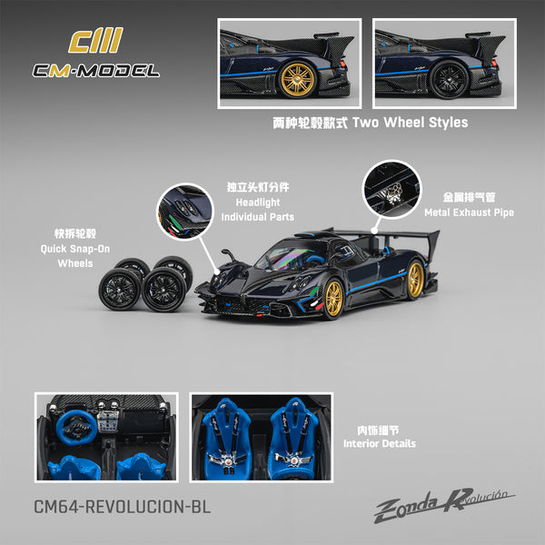 PREORDER CM MODEL 1/64 Pagani Zonda Revlucion Metallic Blue CM64-Revolucion-BL (Approx. Release Date : Q1 2026 subject to manufacturer's final decision)