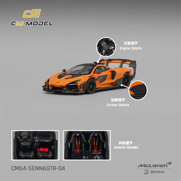 PREORDER CM MODEL 1/64 Mclaren Senna GTR Papaya Orange GTR CM64-SennaGTR-04 (Approx. Release Date : Q4 2025 subject to manufacturer's final decision)