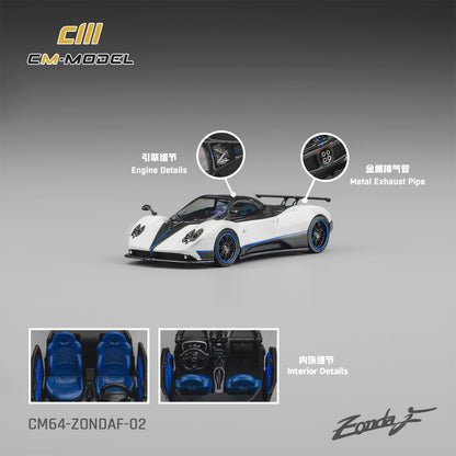 PREORDER CM MODEL 1/64 Pagani ZondaF Pearl White Blue line CM64-ZondaF-02 (Approx. Release Date : Q2 2026 subject to manufacturer's final decision)