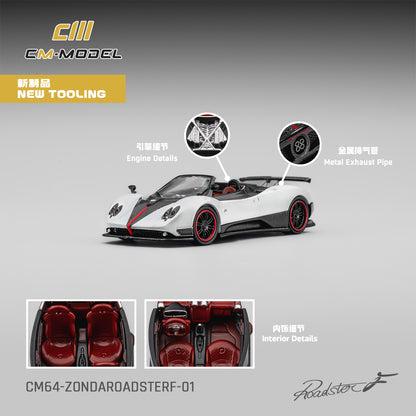 PREORDER CM MODEL 1/64 Pagani Zonda F Roadster Pearl White CM64-Zonda Roadster F-01 (Approx. Release Date : Q2 2026 subject to manufacturer's final decision)