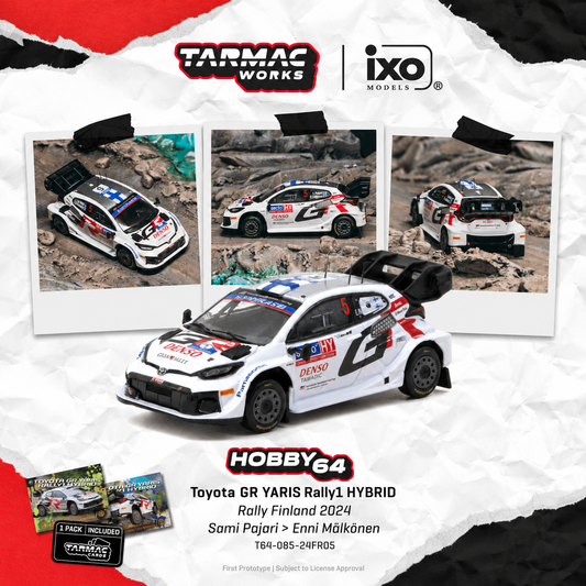 PREORDER Tarmac Works 1/64 Toyota GR YARIS Rally1 HYBRID Rally Finland 2024 Sami Pajari / Enni Mälkönen Model Car + Trading Cards Combo Set T64-085-24FR05 (Approx. Release Date :  Q4 2026 subject to manufacturer's final decision)