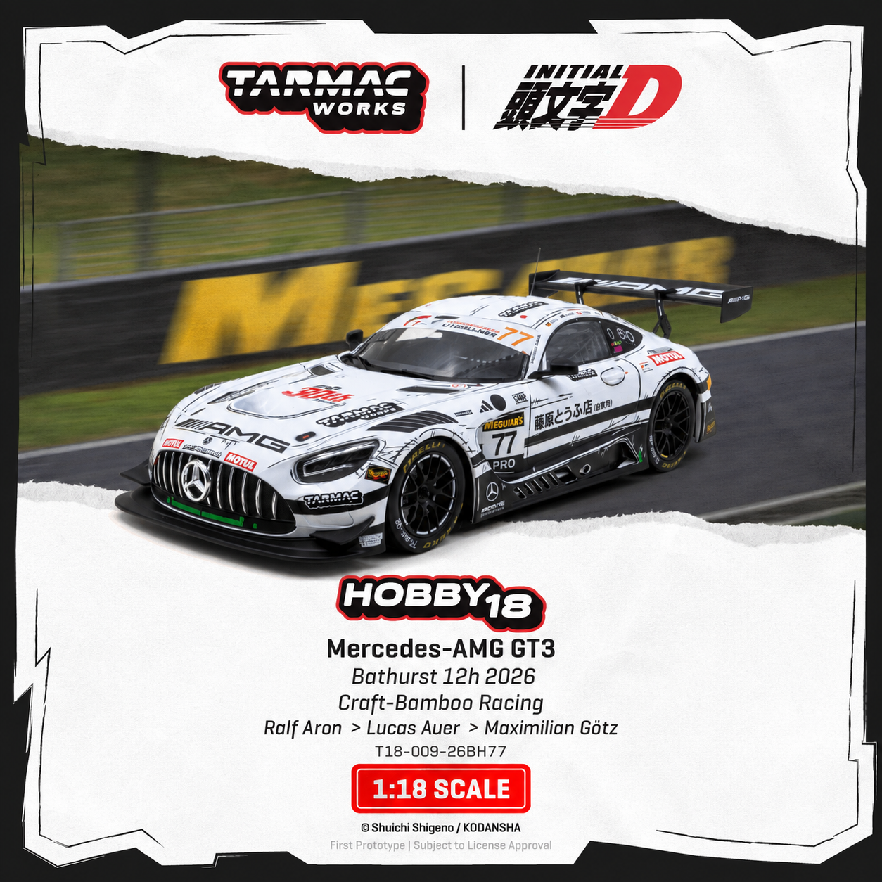 PREORDER Tarmac Works 1/18 Mercedes-AMG GT3 Bathurst 12h 2026 Craft-Bamboo Racing Ralf Aron / Lucas Auer / Maximilian Götz T18-009-26BH77 (Approx. Release Date :  Q4 2026 subject to manufacturer's final decision)