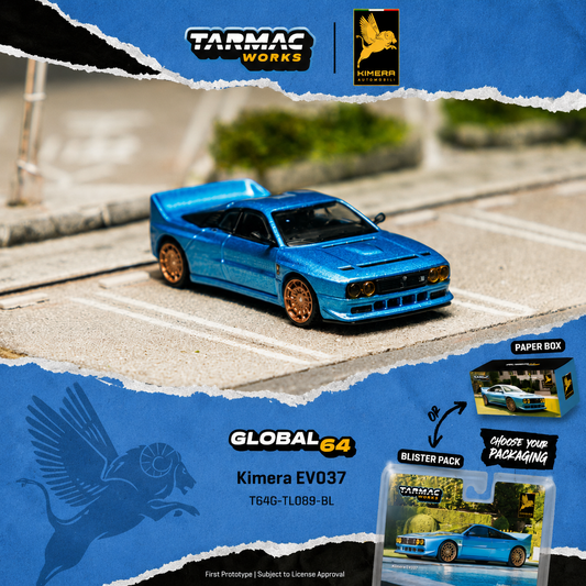PREORDER Tarmac Works GLOBAL64 1/64 Kimera EVO37 Blue T64G-TL089-BL (Approx. Release Date :  Q4 2026 subject to manufacturer's final decision)