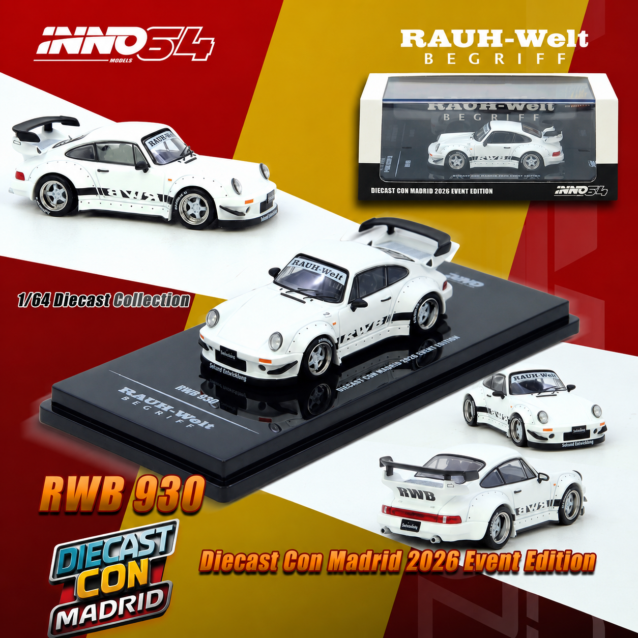 INNO64 RWB 930 Matt White DIECAST CON MADRID 2026 Event Edition IN64-RWB930-DCM **Limited to ONE per customer**
