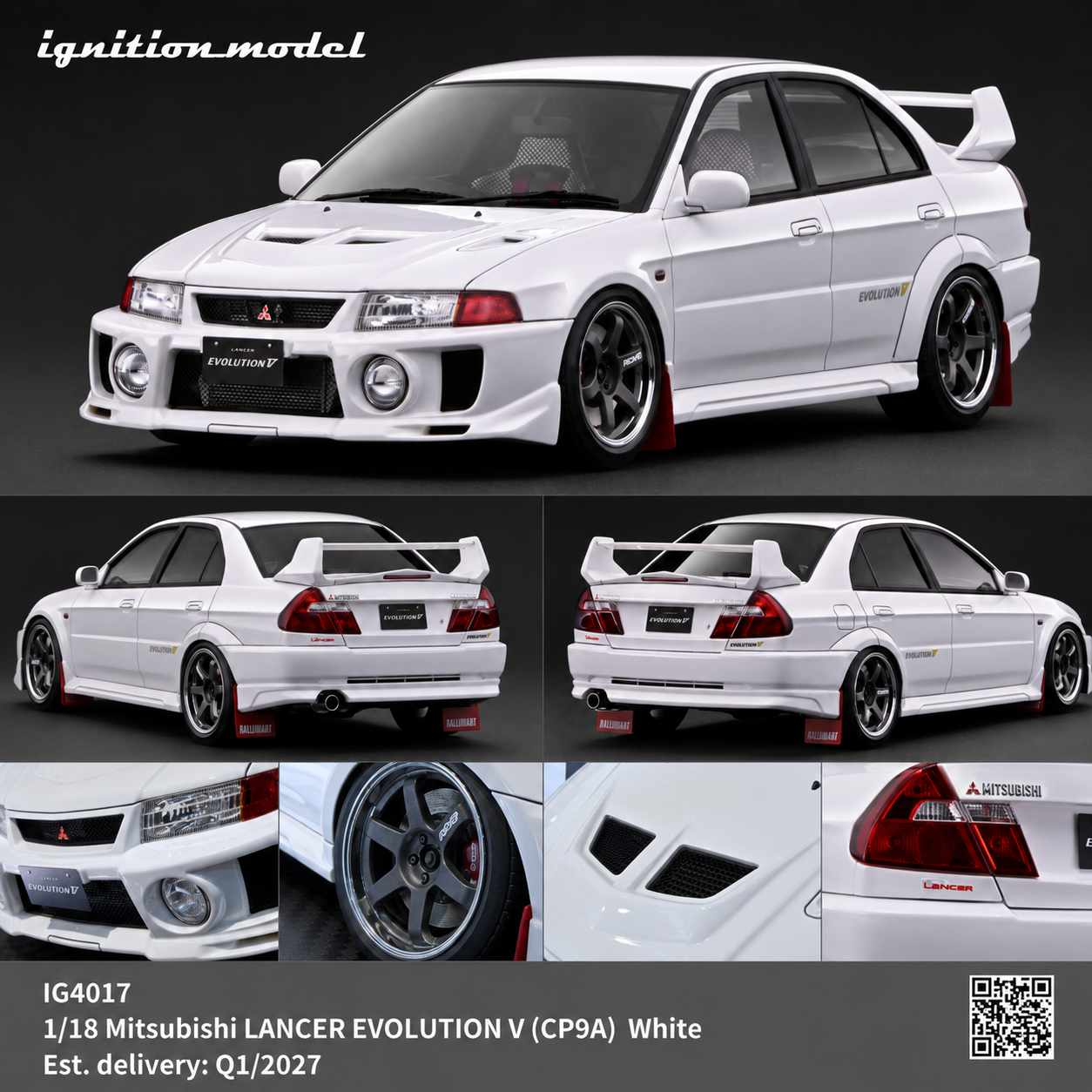 PREORDER Ignition Model 1/18 Mitsubishi  LANCER EVOLUTION V  (CP9A) White IG4017 (Approx. Release Date : Q1 2027 to Q1 2027 subject to manufacturer's final decision)