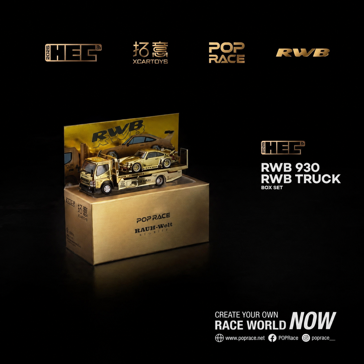 POPRACE 1/64 RWB 930 and FUSO Truck GOLD Set HEC 2026 **Limited ONE per customer**