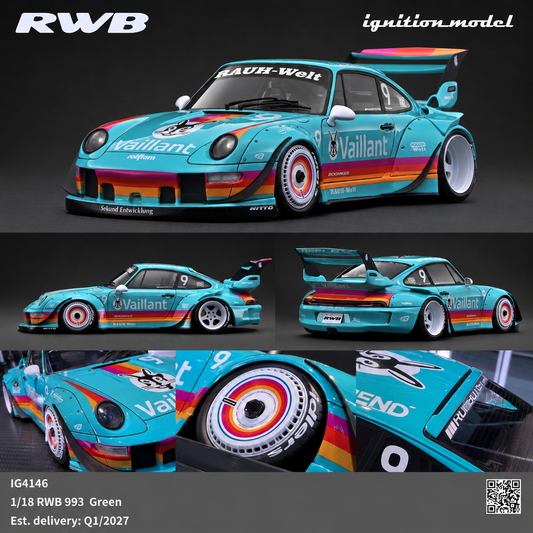 PREORDER Ignition Model 1/18 RWB 993 Green IG4146 (Approx. Release Date : Q1 2027 to Q1 2027 subject to manufacturer's final decision)